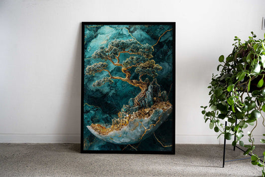 Crystal Realm Bonsai Tree Asian Style Poster | Wall Art for Home & Office | High-Quality Print - High-Quality Visual Display