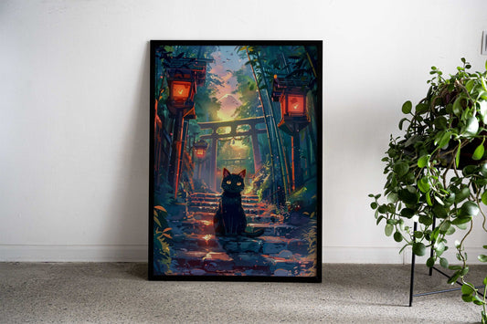 Cute cat at Fuji mount Asian Style Poster | Wall Art for Home & Office | High-Quality Print - High-Quality Visual Display
