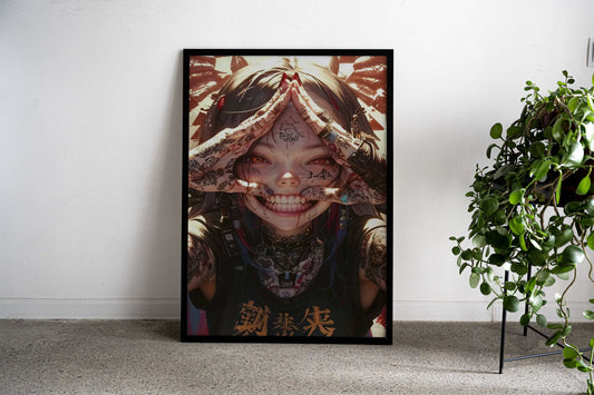 Cyberpunk Anime Girl Asian Style Poster | Wall Art for Home & Office | High-Quality Print - High-Quality Visual Display
