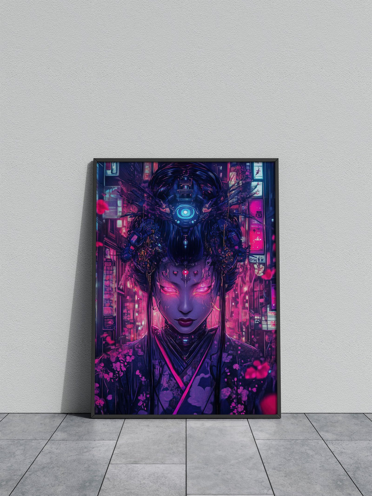 Cyberpunk Geisha Japan Asian Style Poster | Wall Art for Home & Office | High-Quality Print - High-Quality Visual Display