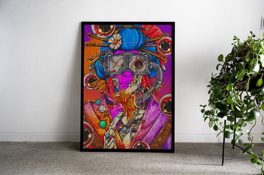 Cyberpunk Geisha Asian Style Poster | Wall Art for Home & Office | High-Quality Print - High-Quality Visual Display