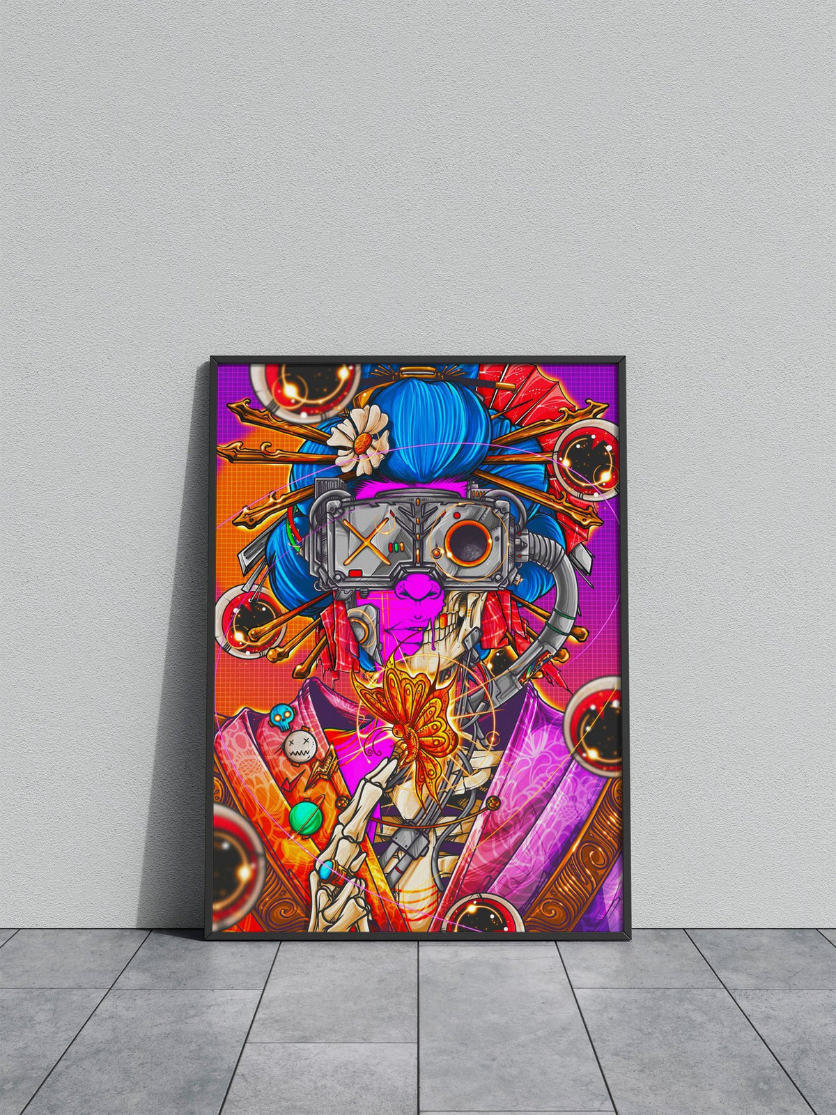 Cyberpunk Geisha Asian Style Poster | Wall Art for Home & Office | High-Quality Print - High-Quality Visual Display