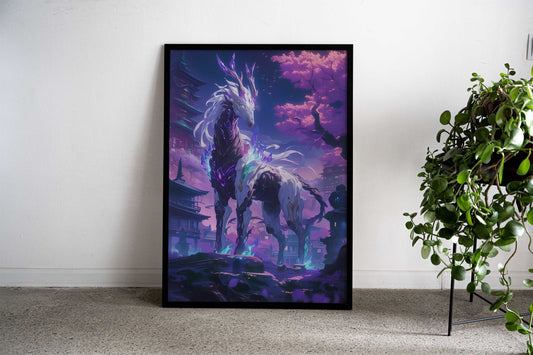 Cyberpunk Unicorn Asian Style Poster | Wall Art for Home & Office | High-Quality Print - High-Quality Visual Display