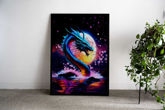 Cyberpunk dragon Asian Style Poster | Wall Art for Home & Office | High-Quality Print - High-Quality Visual Display