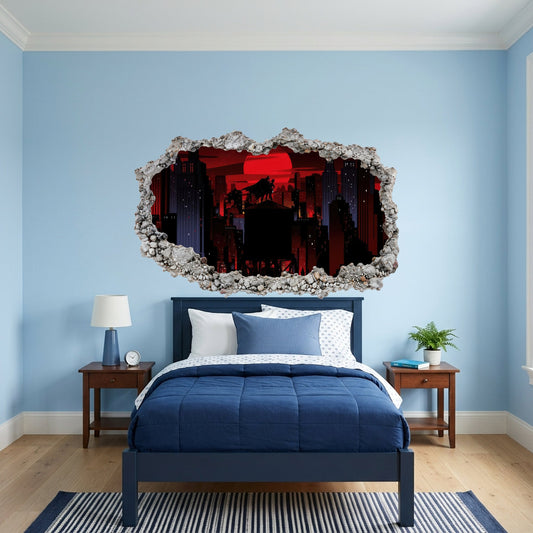 DC Superheroes Batman Nursery Wall Art 3D Smashed Wall Decal 059