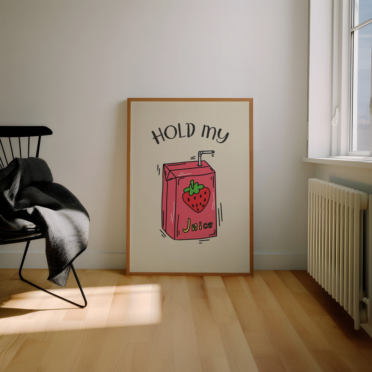 Hold My Juice Box | Black and Cream | Art Print - High-Quality Premium Wall Art Decor Sticker