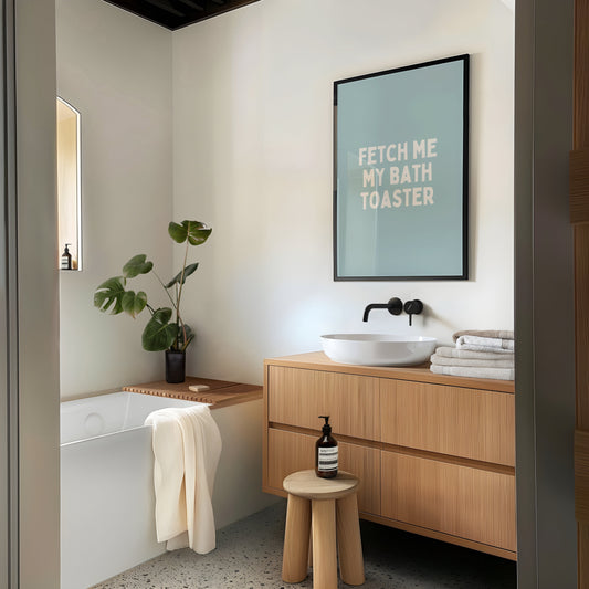 Fetch Me My Bath Toaster | Cream and Seafoam | Art Print - High-Quality Premium Wall Art Decor Sticker