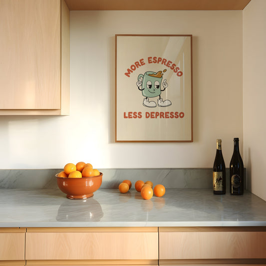 More Espresso Less Depresso | Peppermint | Art Print - High-Quality Premium Wall Art Decor Sticker