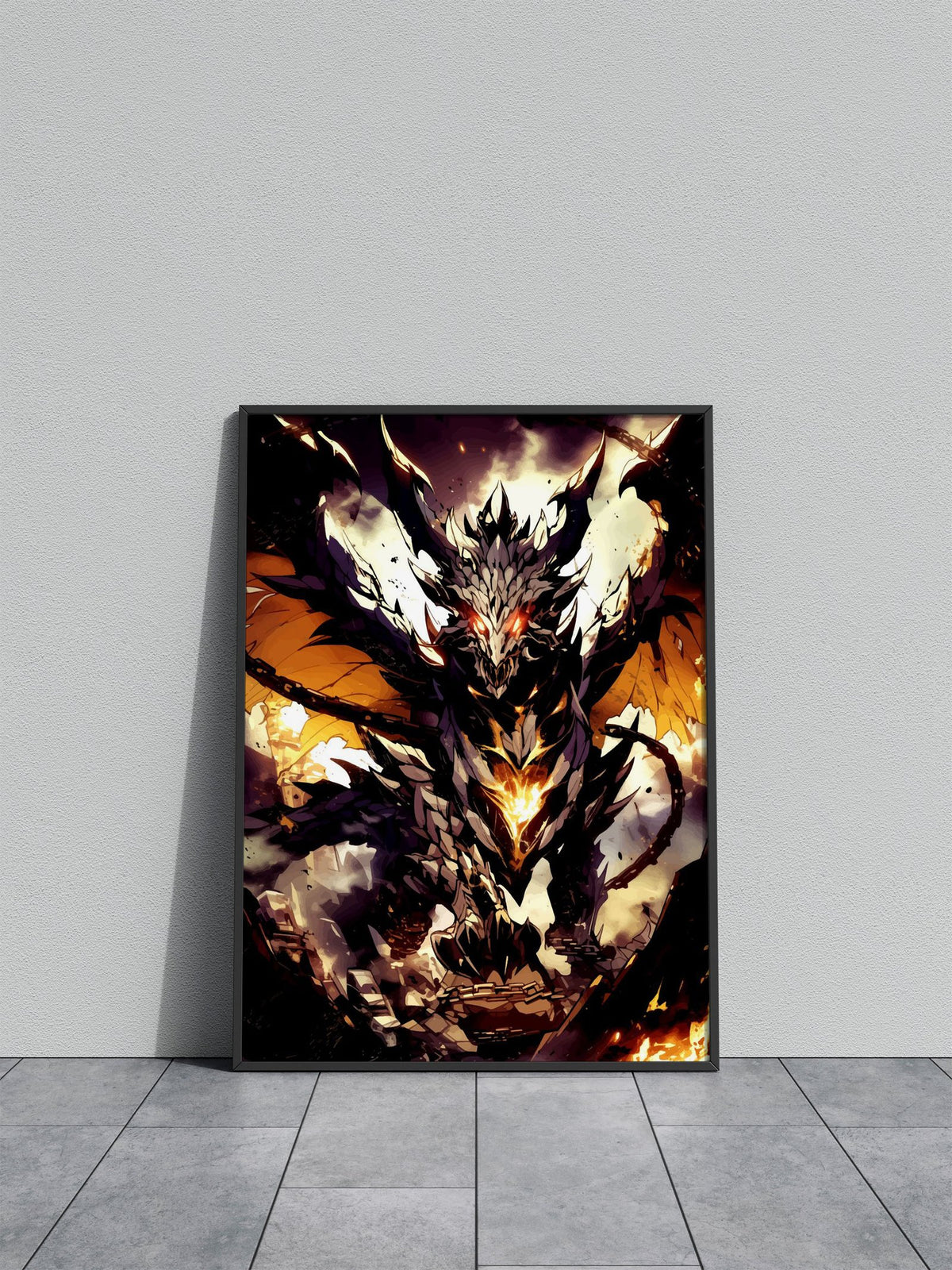 Dark Dragon Illustration Asian Style Poster | Wall Art for Home & Office | High-Quality Print - High-Quality Visual Display