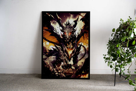 Dark Dragon Illustration Asian Style Poster | Wall Art for Home & Office | High-Quality Print - High-Quality Visual Display