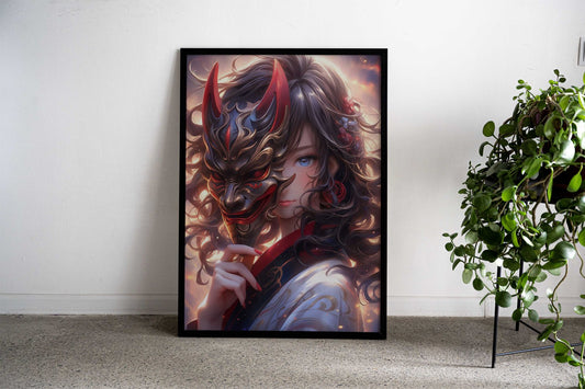 Demon Ninja Girl Asian Style Poster | Wall Art for Home & Office | High-Quality Print - High-Quality Visual Display
