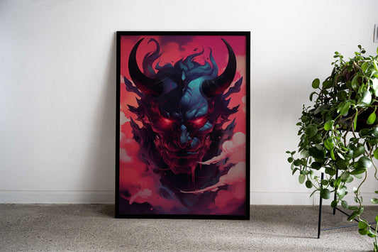 Demon Oni Mask Asian Style Poster | Wall Art for Home & Office | High-Quality Print - High-Quality Visual Display