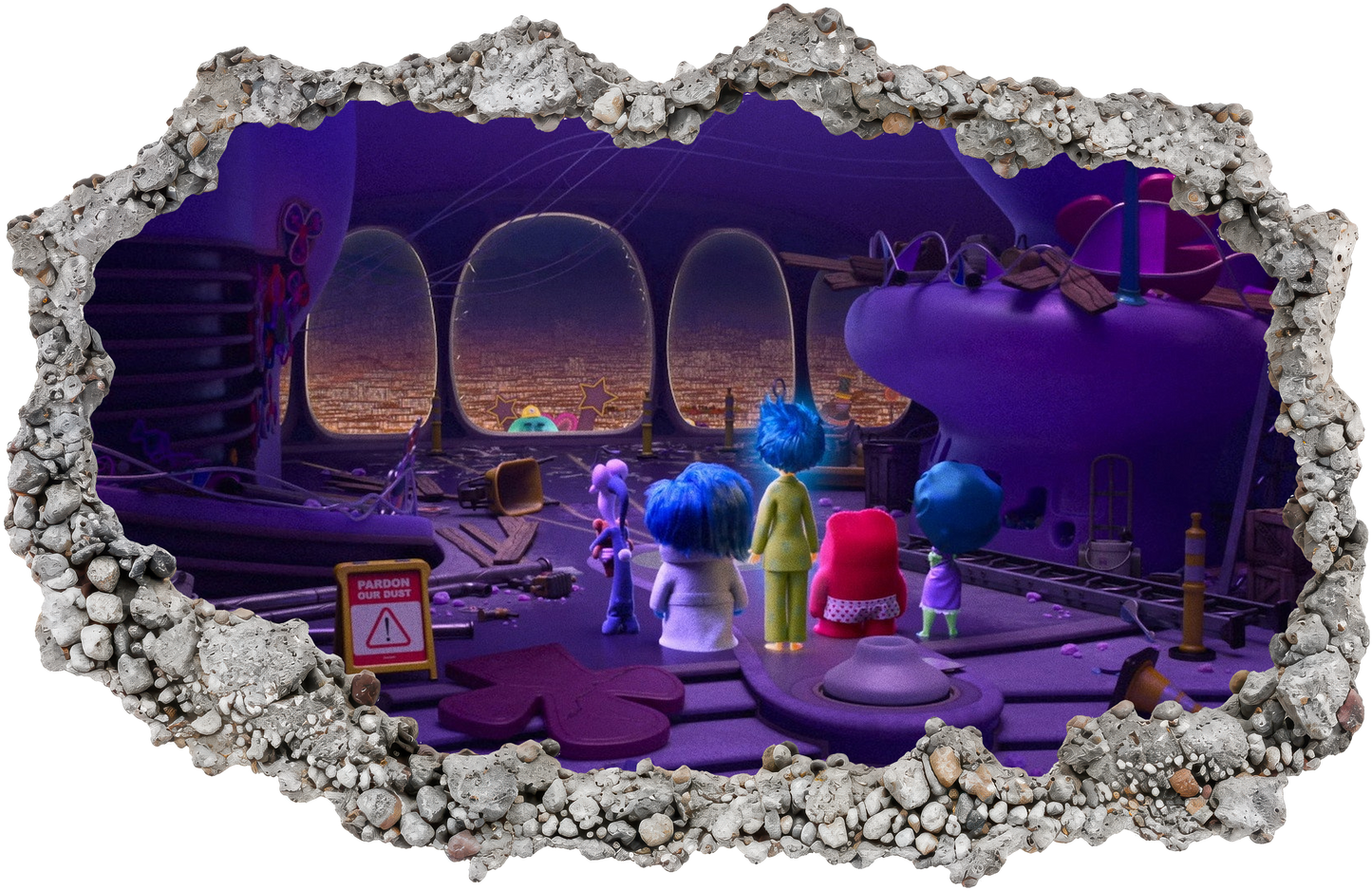 Disney Pixar Inside Out Smashed Brick Decal 3D Wall Hole Decal 277