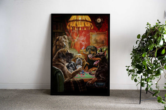 Dog Playing Poker Game Asian Style Poster | Wall Art for Home & Office | High-Quality Print - High-Quality Visual Display