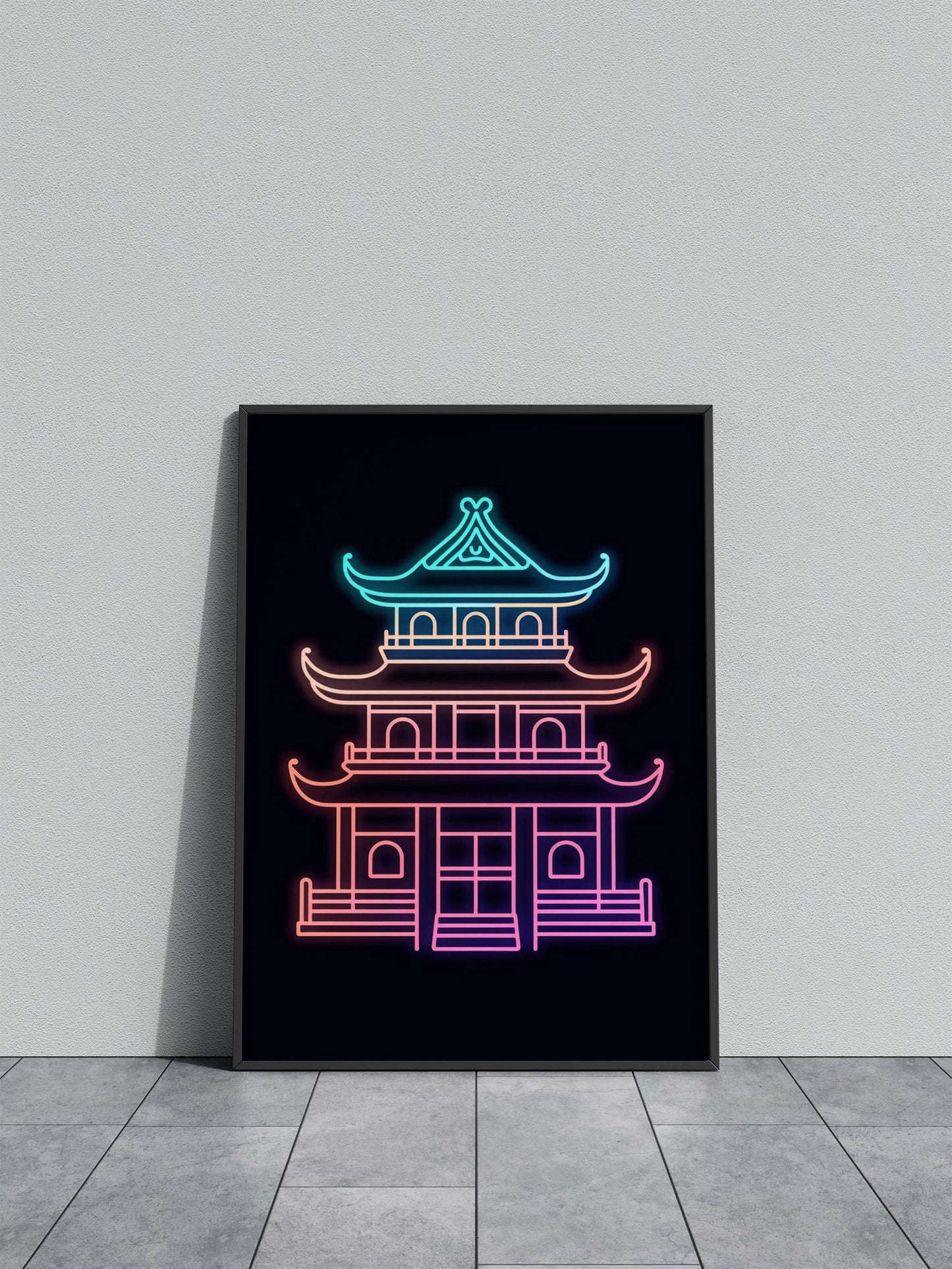 Dojo Light Neon Japan Asian Style Poster | Wall Art for Home & Office | High-Quality Print - High-Quality Visual Display