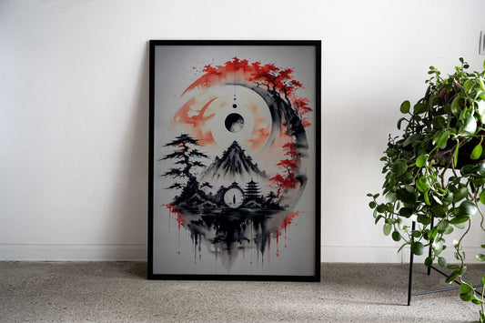 Double Exposure Yinyang Asian Style Poster | Wall Art for Home & Office | High-Quality Print - High-Quality Visual Display