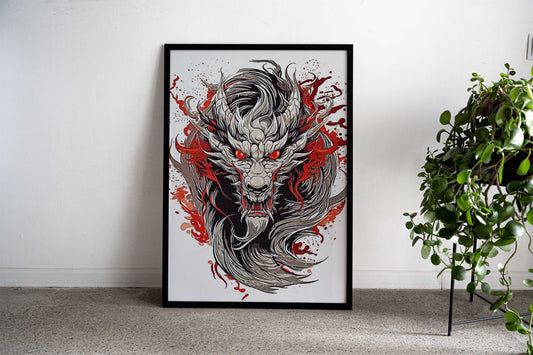 Dragon Drawing Asian Style Poster | Wall Art for Home & Office | High-Quality Print - High-Quality Visual Display
