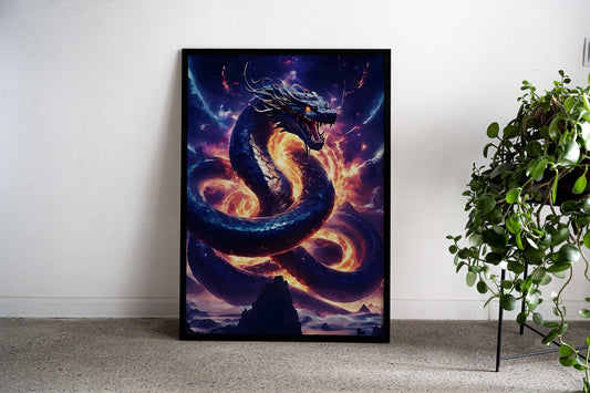 Dragon Fire Asian Style Poster | Wall Art for Home & Office | High-Quality Print - High-Quality Visual Display