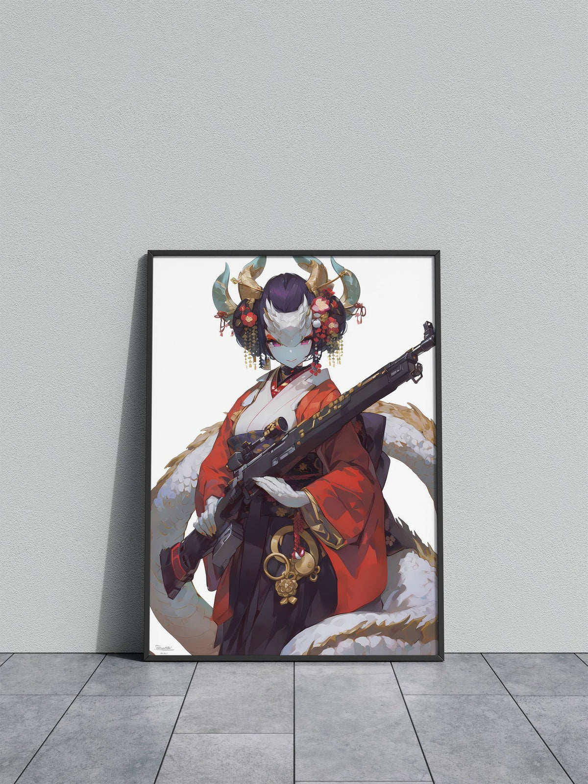 Dragon Geisha Protector Asian Style Poster | Wall Art for Home & Office | High-Quality Print - High-Quality Visual Display