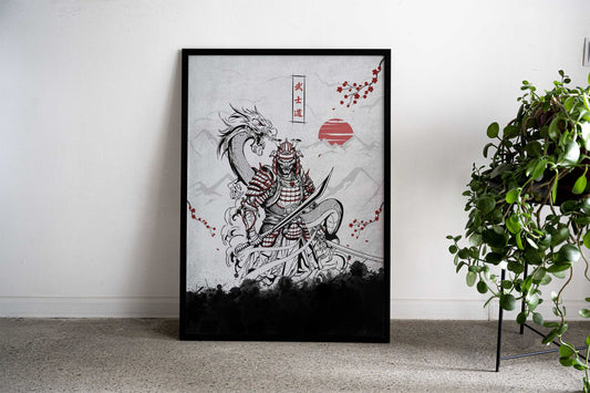 Dragon Samurai Asian Style Poster | Wall Art for Home & Office | High-Quality Print - High-Quality Visual Display
