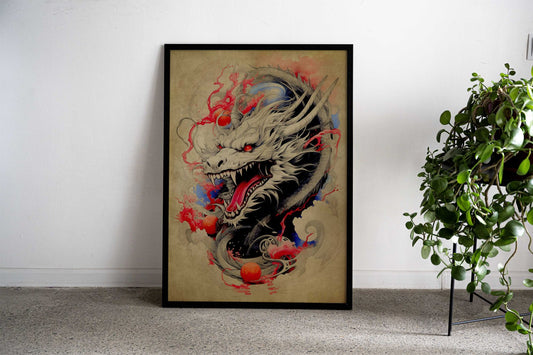 Dragon Scroll No1 Asian Style Poster | Wall Art for Home & Office | High-Quality Print - High-Quality Visual Display