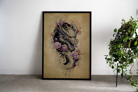 Dragon Scroll No4 Asian Style Poster | Wall Art for Home & Office | High-Quality Print - High-Quality Visual Display