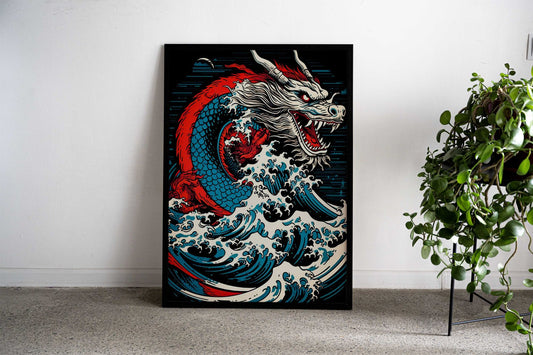 Dragon Wave Japanese Asian Style Poster | Wall Art for Home & Office | High-Quality Print - High-Quality Visual Display