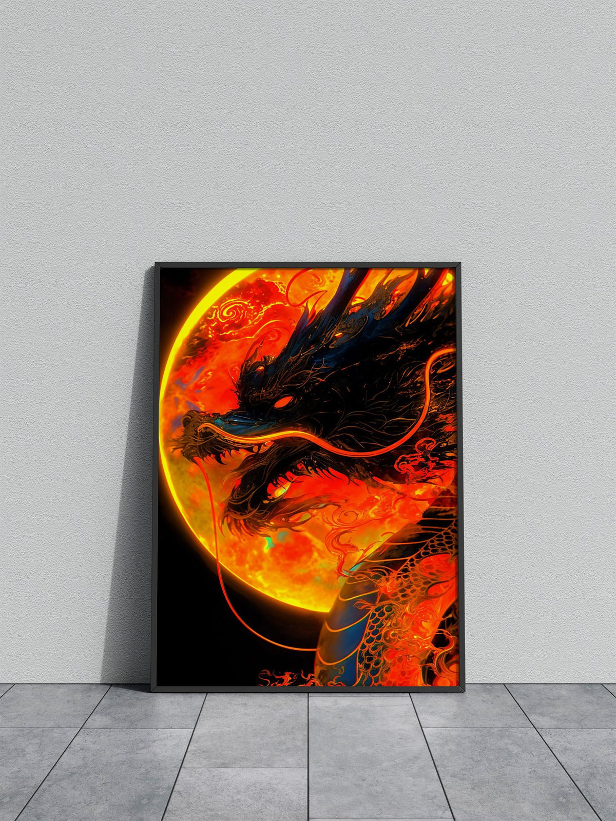 Dragon and Moon Asian Style Poster | Wall Art for Home & Office | High-Quality Print - High-Quality Visual Display