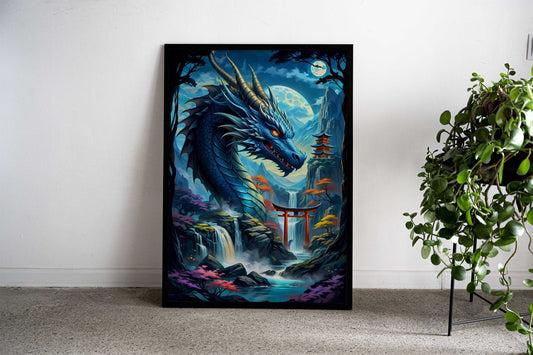 Dragon silhouette torii Asian Style Poster | Wall Art for Home & Office | High-Quality Print - High-Quality Visual Display