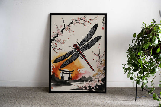 Dragonfly Japan Painting Asian Style Poster | Wall Art for Home & Office | High-Quality Print - High-Quality Visual Display