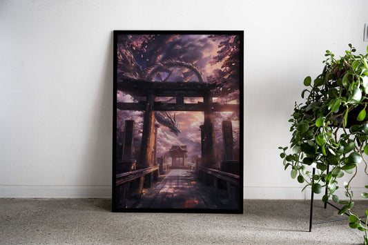 Dragons Torii Gate Asian Style Poster | Wall Art for Home & Office | High-Quality Print - High-Quality Visual Display