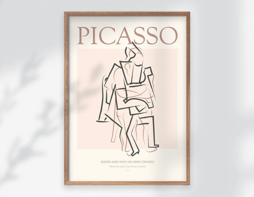 Seated Man Line Art Print Inspired by Picasso