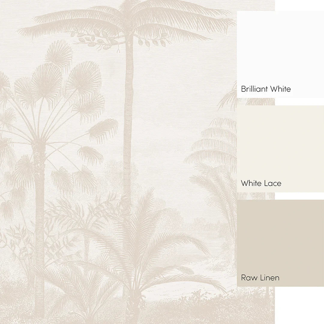 Neutral Etched Palms Wall Mural