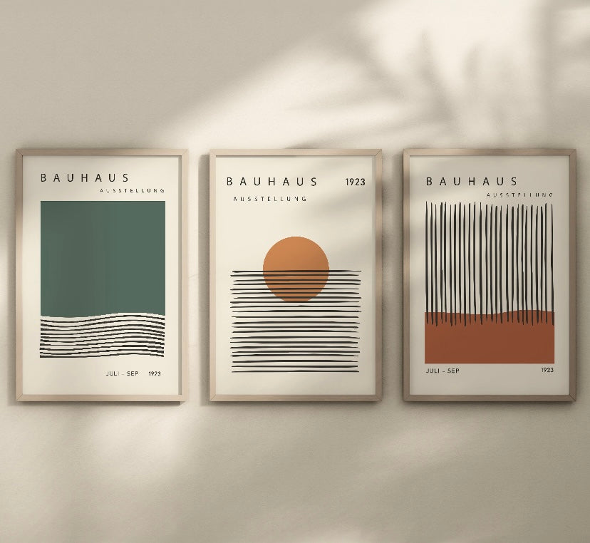 Bauhaus-Inspired Neutral Geometric Print Collection - High-Quality Premium Wall Art Decor Sticker