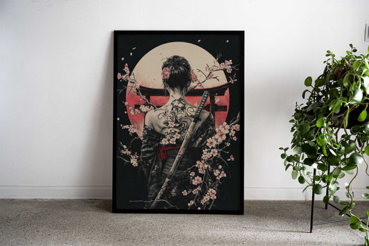 Female Samurai Geisha Asian Style Poster | Wall Art for Home & Office | High-Quality Print - High-Quality Visual Display
