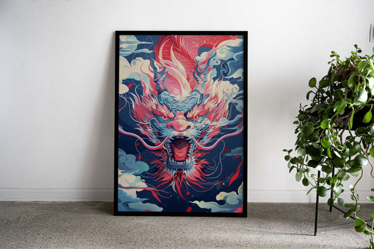 Fierce Dragon Fire Asian Style Poster | Wall Art for Home & Office | High-Quality Print - High-Quality Visual Display