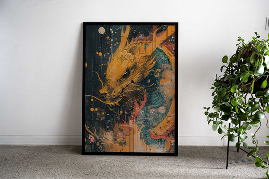 Fiery Dragon Awakening Asian Style Poster | Wall Art for Home & Office | High-Quality Print - High-Quality Visual Display