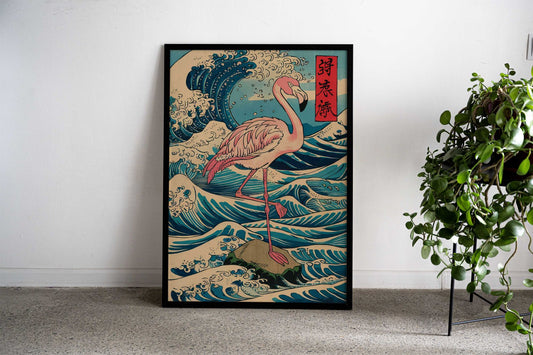 Flamingo Japanese Japan Asian Style Poster | Wall Art for Home & Office | High-Quality Print - High-Quality Visual Display