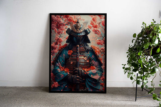Floral Samurai Fusion Asian Style Poster | Wall Art for Home & Office | High-Quality Print - High-Quality Visual Display