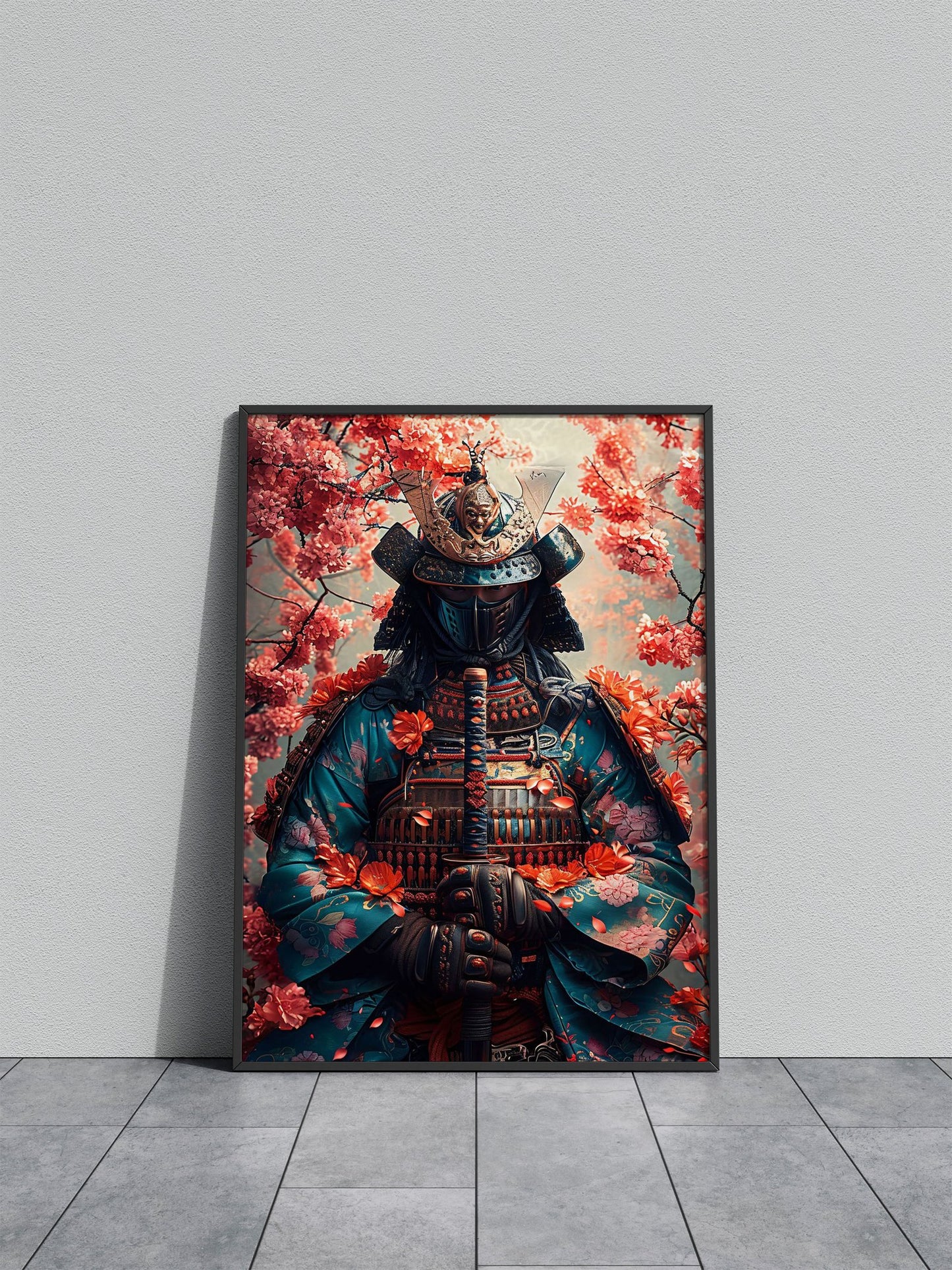 Floral Samurai Fusion Asian Style Poster | Wall Art for Home & Office | High-Quality Print