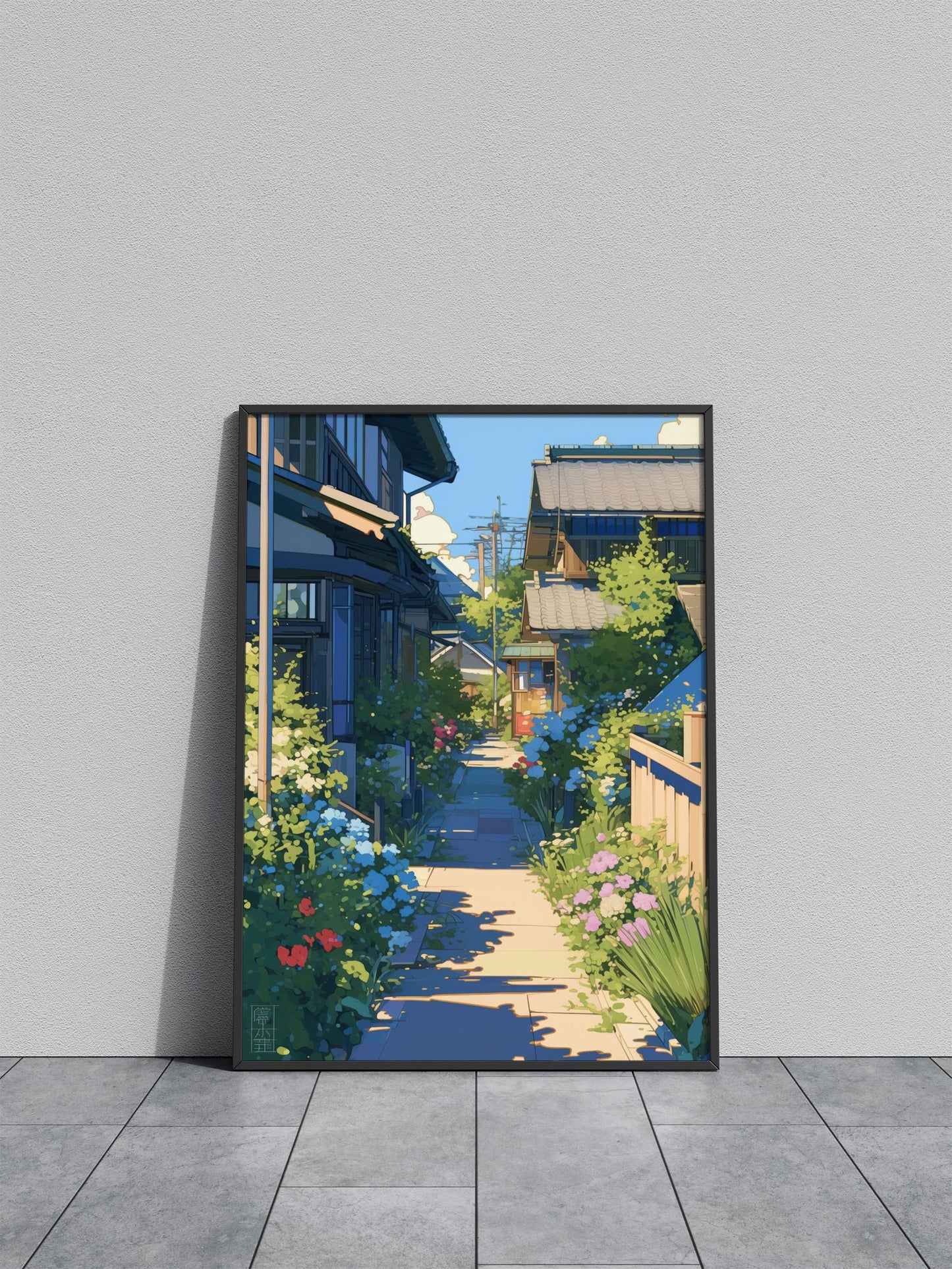 Floral Streetscape Asian Style Poster | Wall Art for Home & Office | High-Quality Print - High-Quality Visual Display