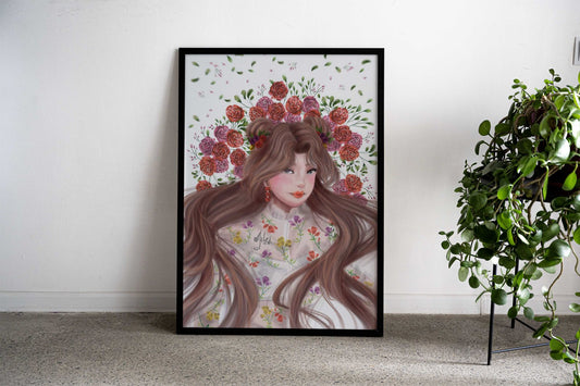 Flower Doll Blooming Asian Style Poster | Wall Art for Home & Office | High-Quality Print - High-Quality Visual Display