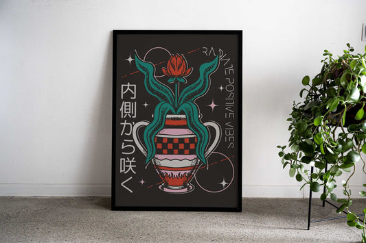 Flower Vase Asian Style Poster | Wall Art for Home & Office | High-Quality Print - High-Quality Visual Display