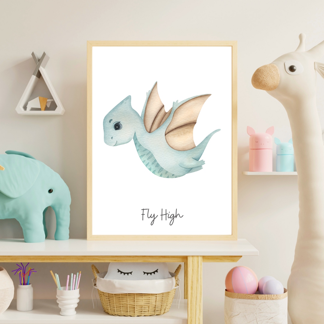 Kids' Fly High Dinosaur Graphic - High-Quality Premium Wall Art Decor Sticker