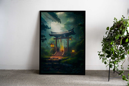 Forest Shrine Asian Style Poster | Wall Art for Home & Office | High-Quality Print - High-Quality Visual Display