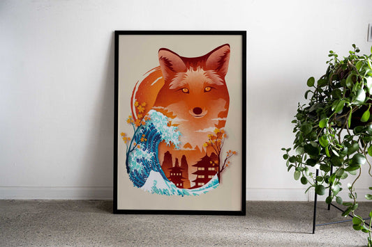 Fox Landscape Asian Style Poster | Wall Art for Home & Office | High-Quality Print - High-Quality Visual Display