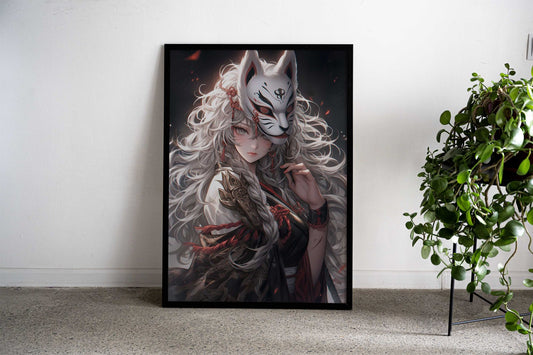Fox Samurai Girl Asian Style Poster | Wall Art for Home & Office | High-Quality Print - High-Quality Visual Display