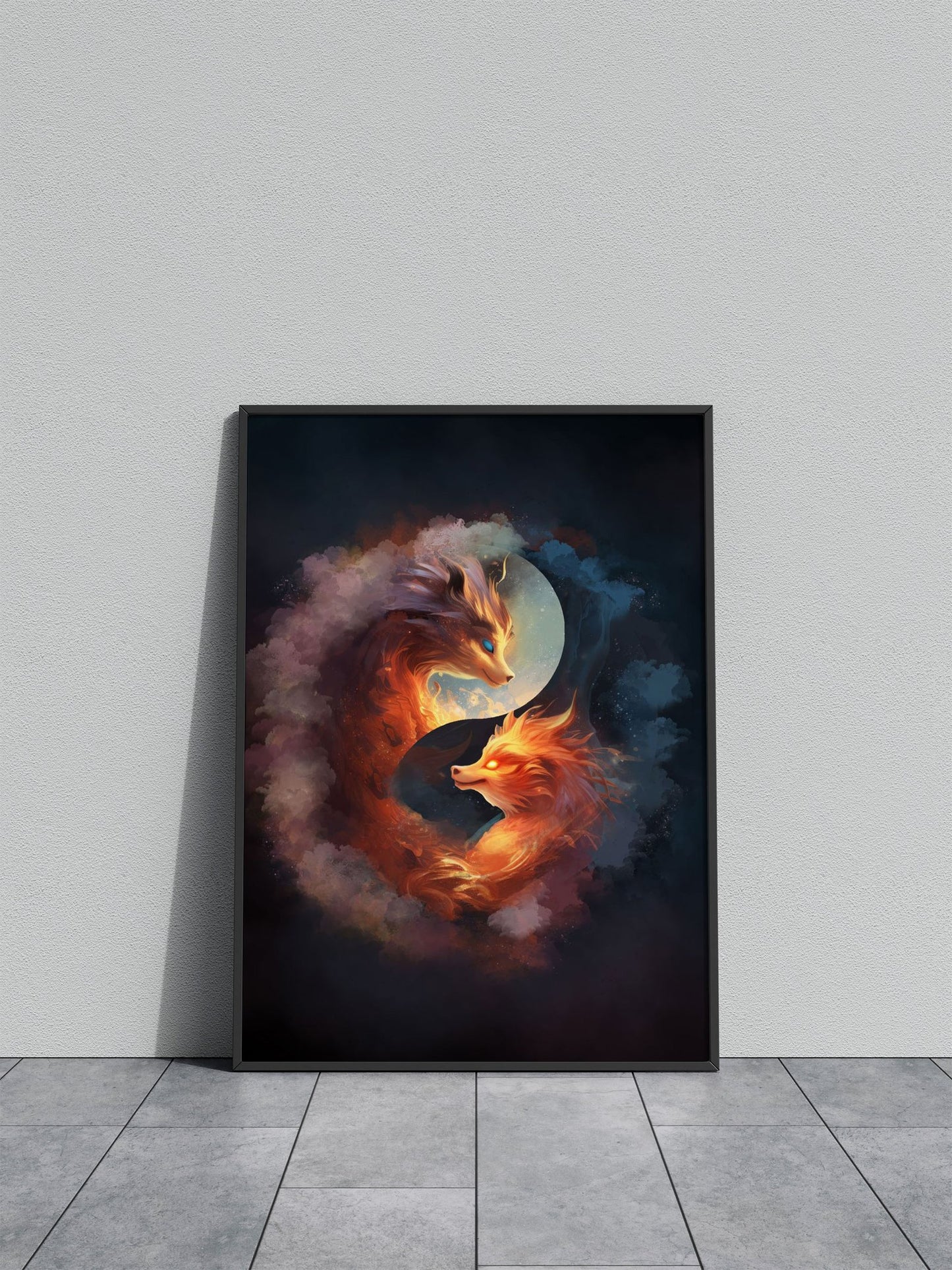 Fox Yin Yang Asian Style Poster | Wall Art for Home & Office | High-Quality Print