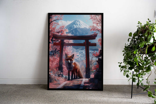 Fox at Torii Gate Asian Style Poster | Wall Art for Home & Office | High-Quality Print - High-Quality Visual Display