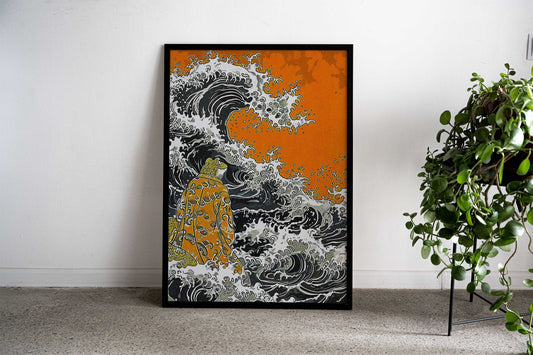 Frog And Waves Japanese Asian Style Poster | Wall Art for Home & Office | High-Quality Print - High-Quality Visual Display